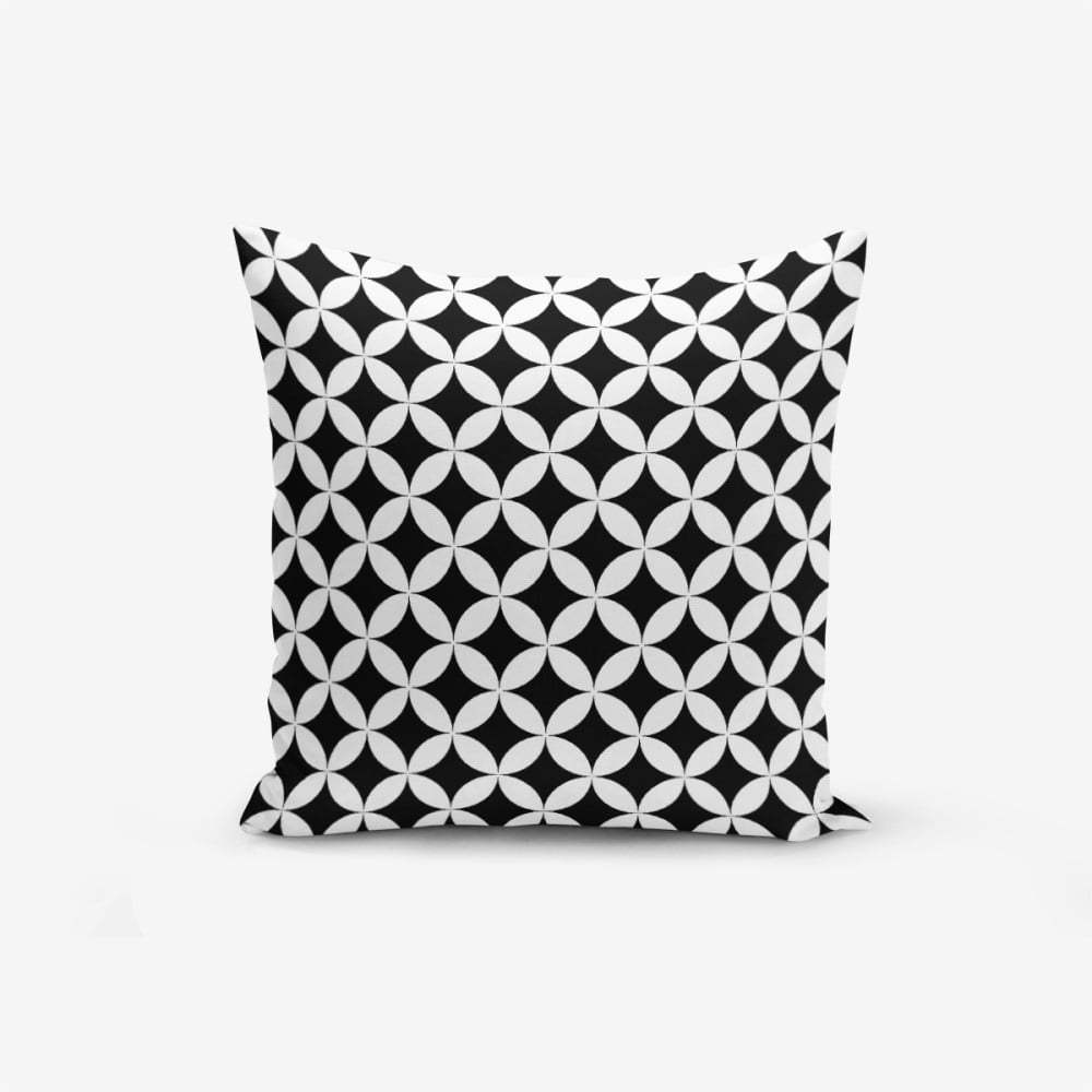 E-shop Čierno-biela obliečka na vankúš s prímesou bavlny Minimalist Cushion Covers Black White Geometric, 45 × 45 cm