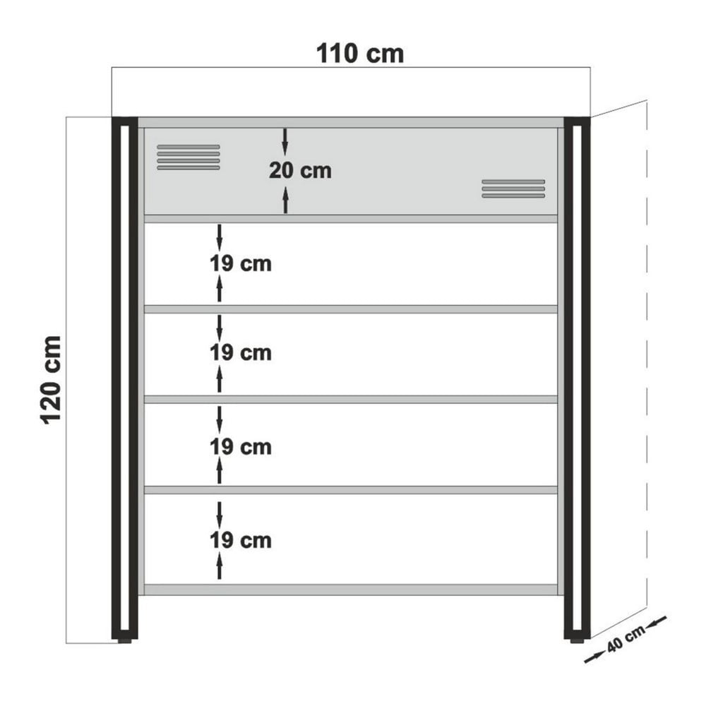 Obrázok Skrinka s policami Esme, výška 120 cm