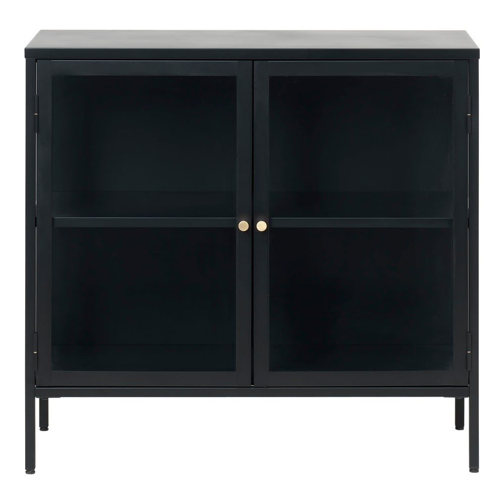 E-shop Čierna komoda s presklenými dverami Unique Furniture Carmel, dĺžka 90 cm