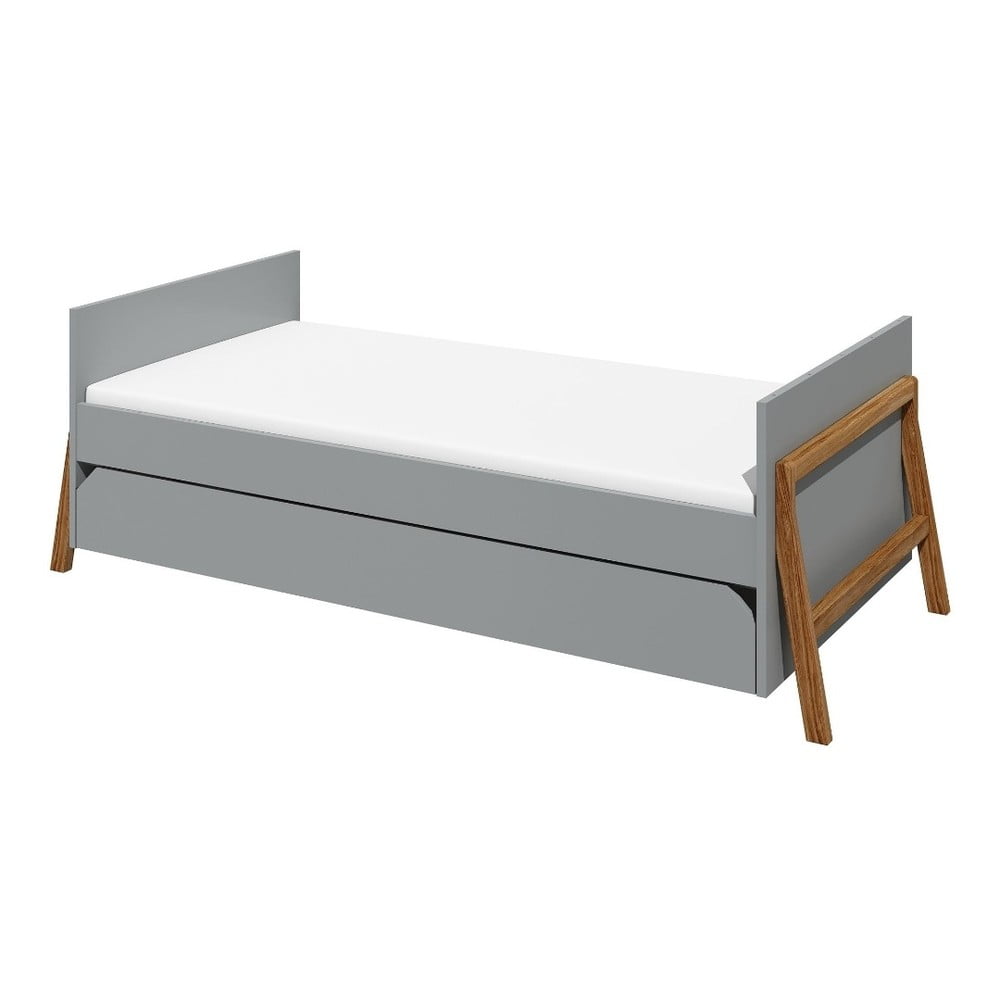 E-shop Sivá detská posteľ so zásuvkou BELLAMY Lotta, 80 × 160 cm