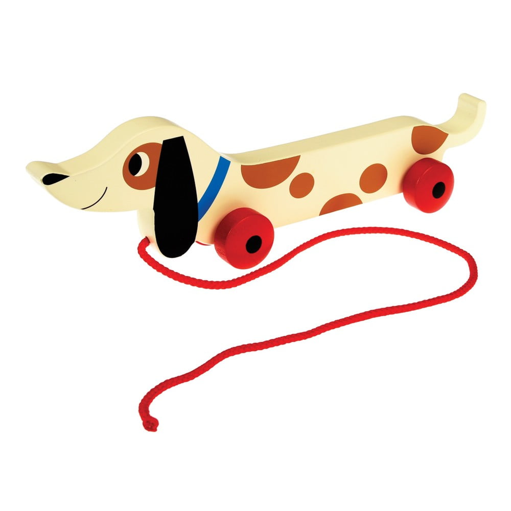 E-shop Drevený ťahací jazvečík Rex London Charlie The Sausage Dog, dĺžka 31,5 cm