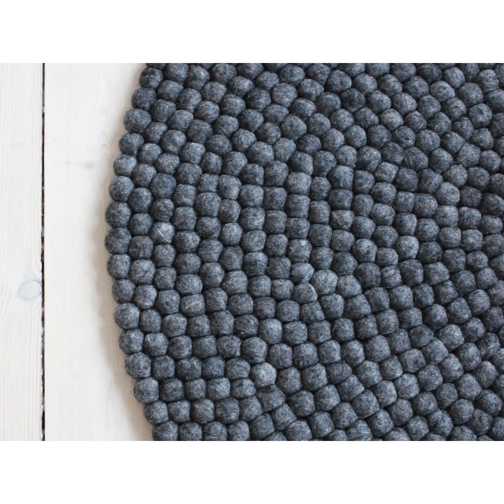 Obrázok Antracitovosivý guľôčkový vlnený koberec Wooldot Ball rugs, ⌀ 120 cm