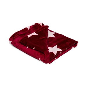 Vínovočervená mikroplyšová deka My House Stars, 150 × 200 cm