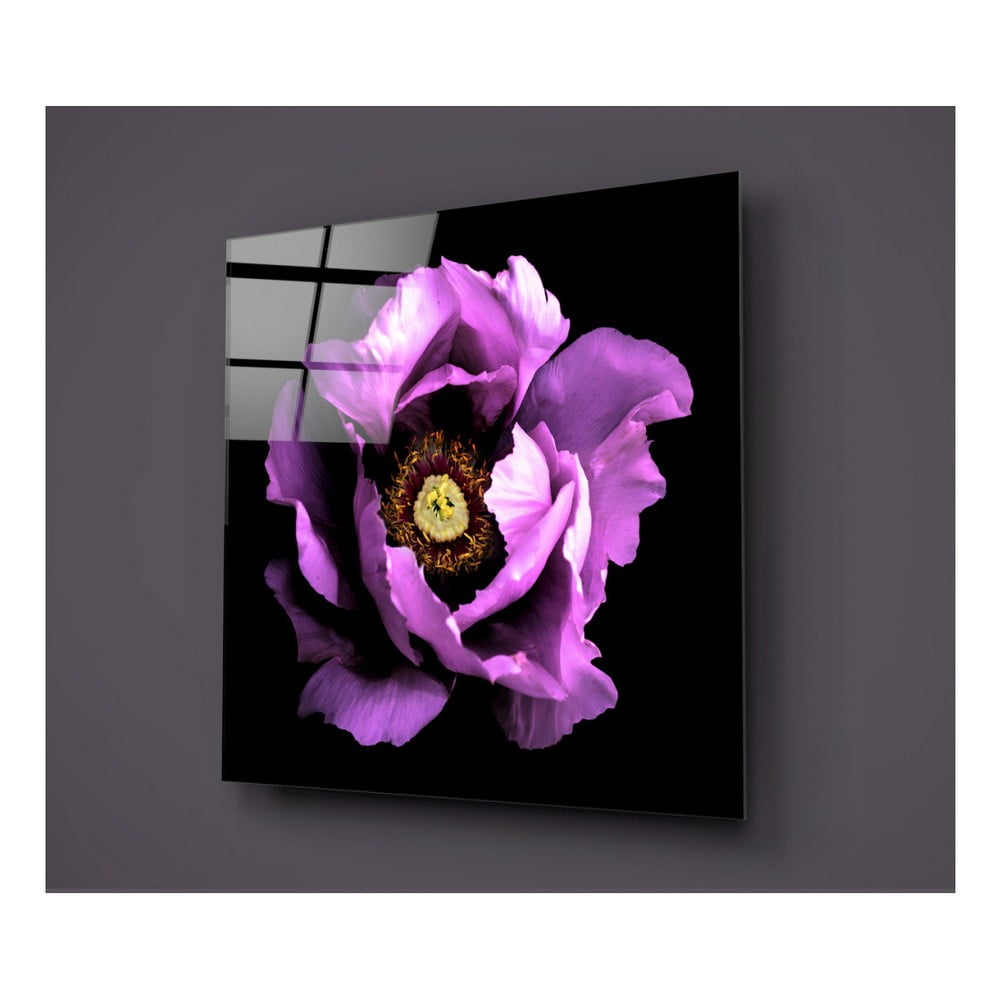 E-shop Čierno-fialový sklenený obraz Insigne Calipsa Purple, 30 × 30 cm