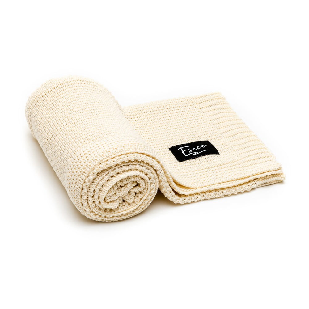 E-shop Krémovobiela detská pletená deka ESECO Spring, 80 x 100 cm