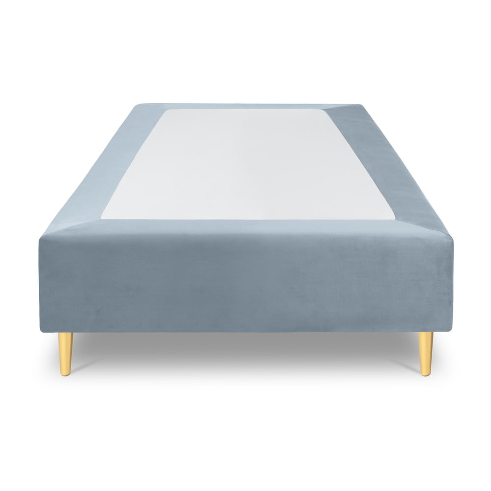 E-shop Svetlomodrá zamatová jednolôžková posteľ Milo Casa Lia, 90 x 200 cm