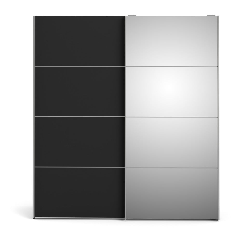 E-shop Čierna šatníková skriňa so zrkadlom Tvilum Verona, 182 x 202 cm