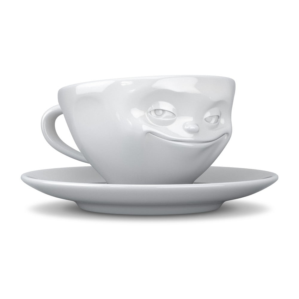 E-shop Biela usmievavá porcelánová šálka na kávu 58products, objem 200 ml