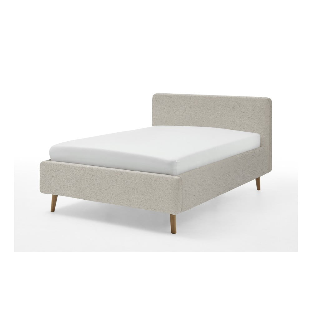 E-shop Béžová čalúnená dvojlôžková posteľ s úložným priestorom s roštom 140x200 cm Mattis - Meise Möbel