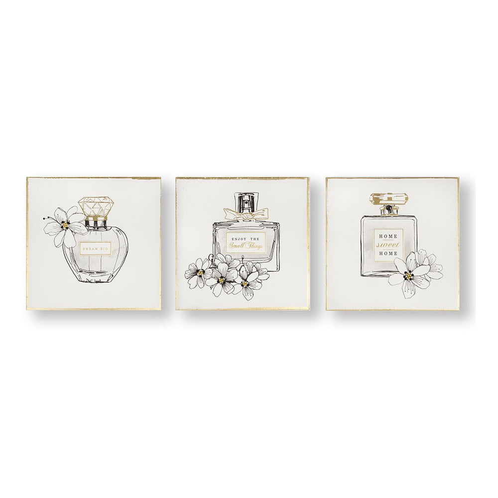 E-shop Sada 3 obrazov Graham & Brown Pretty Perfume Bottles, 30 × 30 cm