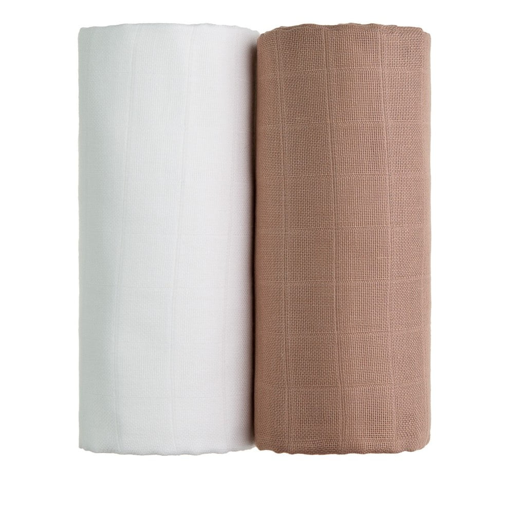 E-shop Súprava 2 bavlnených osušiek v bielej a béžovej farbe T-TOMI Tetra, 90 x 100 cm