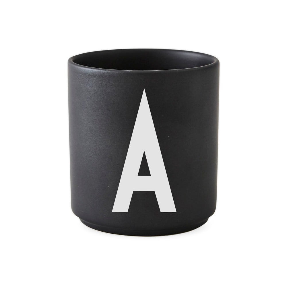 E-shop Čierny porcelánový hrnček Design Letters Alphabet A, 250 ml