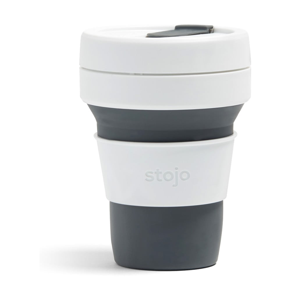 E-shop Sivo-biely skladací cestovný hrnček Stojo Pocket Cup, 355 ml