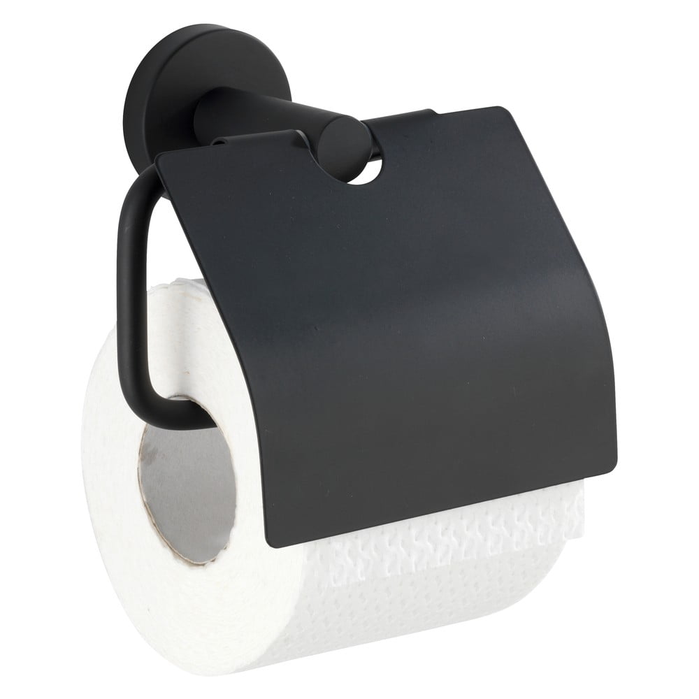 E-shop Čierny držiak na toaletný papier Wenko Bosio Cover