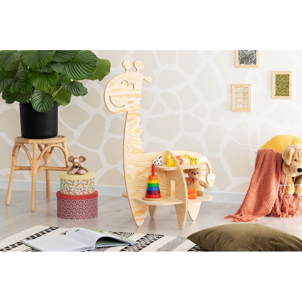 E-shop Detská knižnica v dekore borovice v prírodnej farbe 90x60 cm Giraffe - Adeko