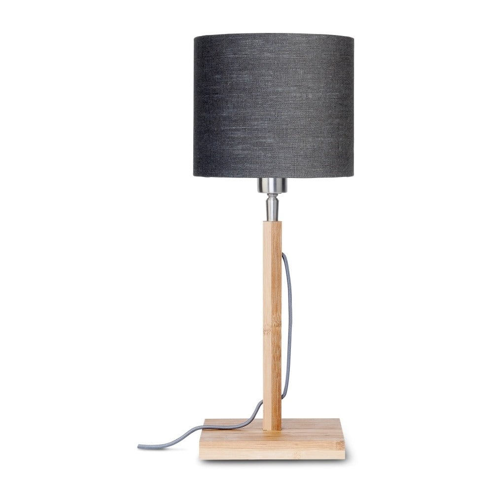 E-shop Stolová lampa s tmavosivým tienidlom a konštrukciou z bambusu Good&Mojo Fuji