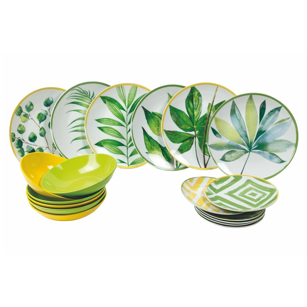 E-shop 18-dielna súprava tanierov z porcelánu a kameniny Villa d'Este Oriental Botanique