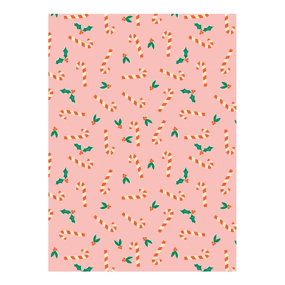 E-shop 5 hárkov ružového baliaceho papiera eleanor stuart Candy Canes, 50 x 70 cm