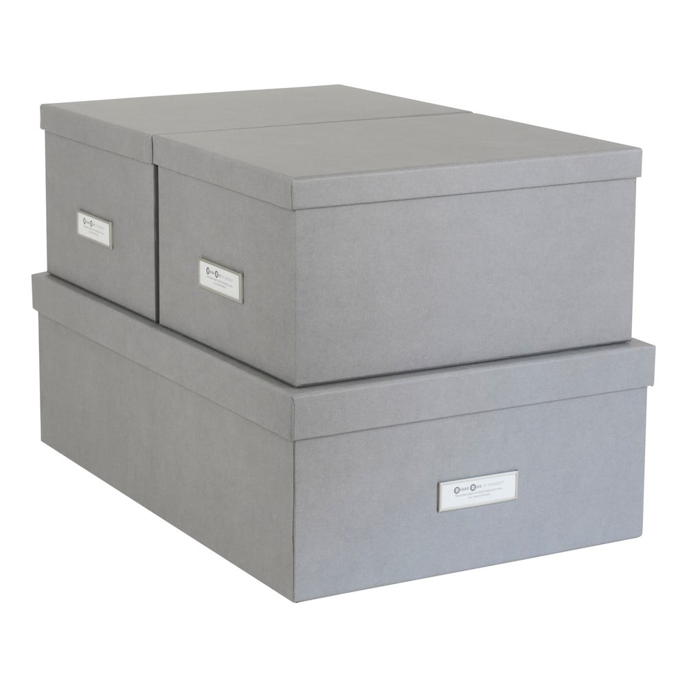 E-shop Súprava 3 sivých úložných škatúľ Bigso Box of Sweden Inge