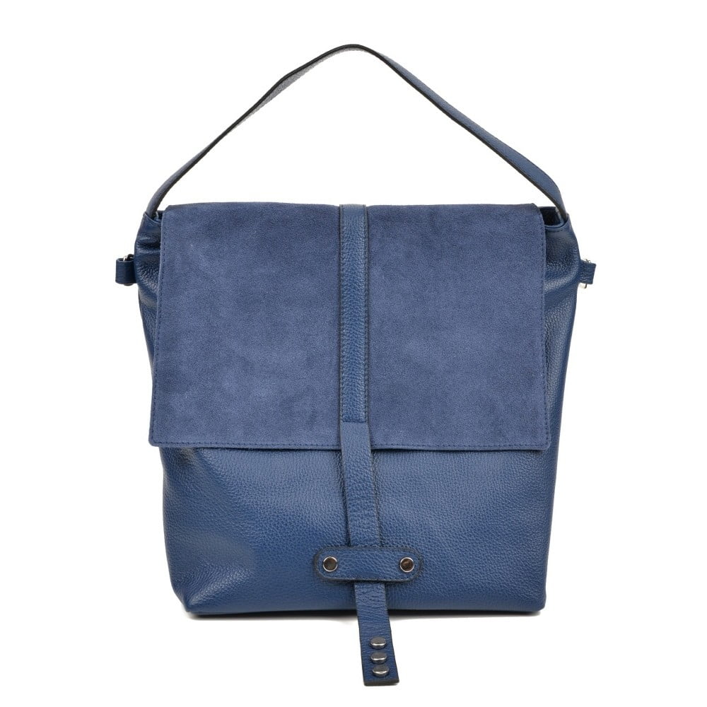 Modrá kožená kabelka Carla Ferreri Margo
