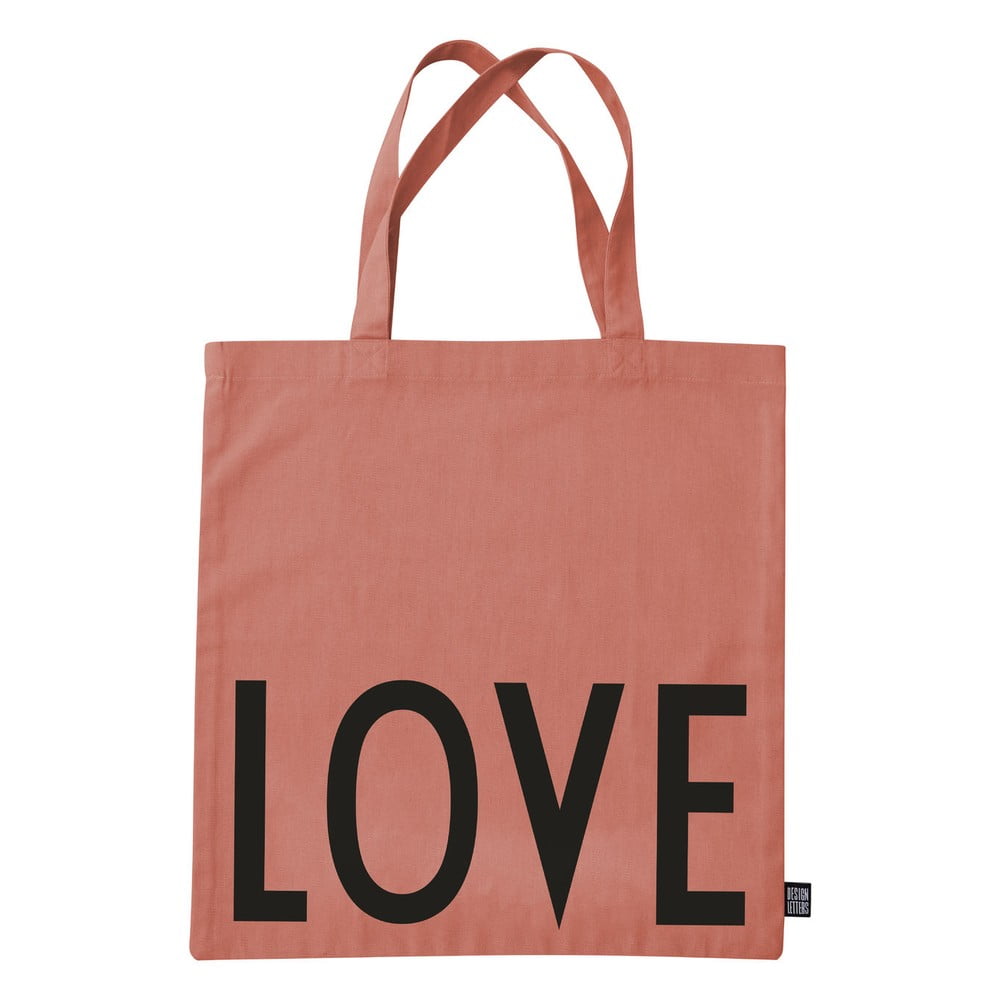 E-shop Tmavoružová plátená taška Design Letters Love