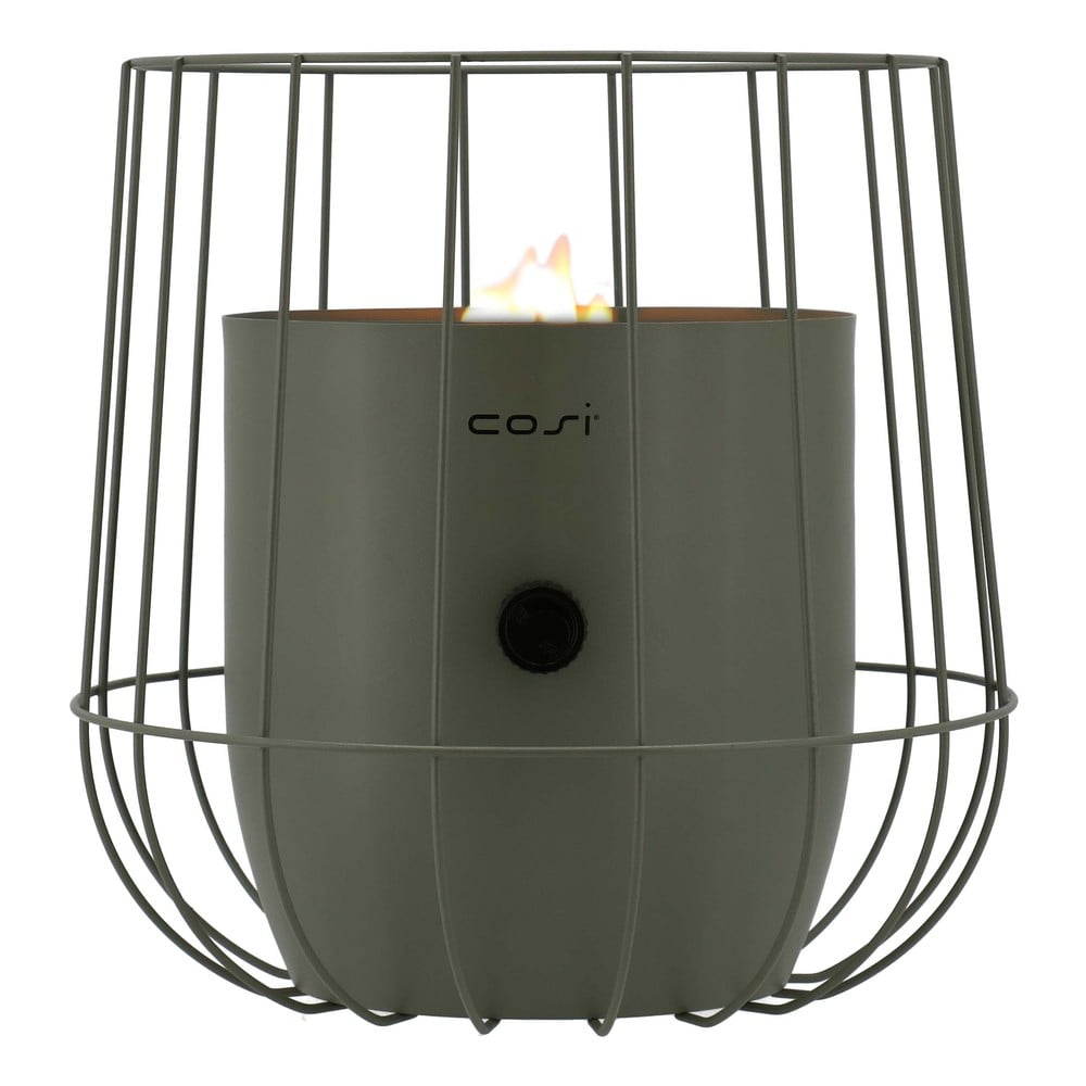 E-shop Olivovozelená plynová lampa Cosi Basket, výška 31 cm