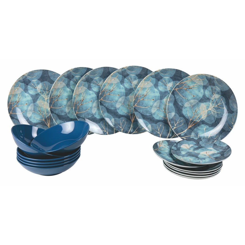 E-shop 18-dielna súprava modrých tanierov z porcelánu a kameniny Villa d'Este Dream