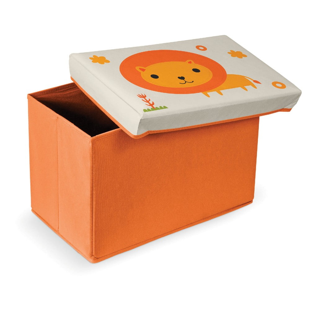 E-shop Oranžová podnožka s úložným priestorom Domopak Lion