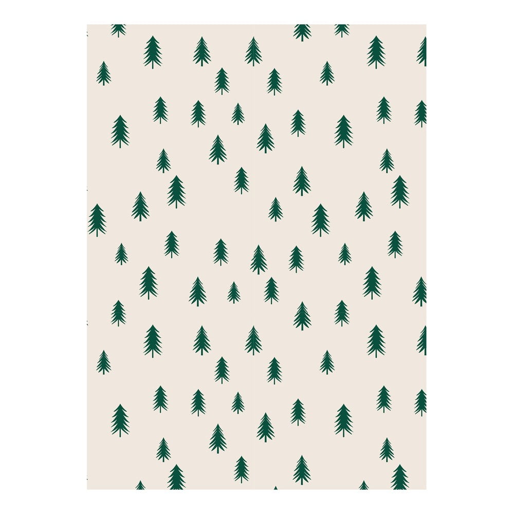 E-shop 5 hárkov béžovo-zeleného baliaceho papiera eleanor stuart Christmas Trees, 50 x 70 cm