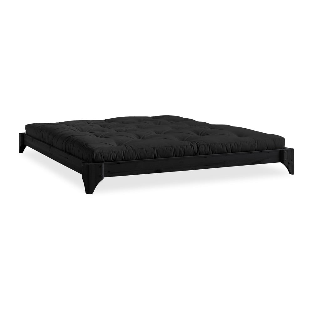 Čierna posteľ z borovicového dreva Karup Design Elan, 140 × 200 cm