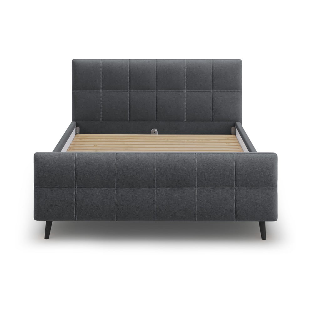 E-shop Tmavosivá čalúnená dvojlôžková posteľ s roštom 140x200 cm Gigi - Micadoni Home