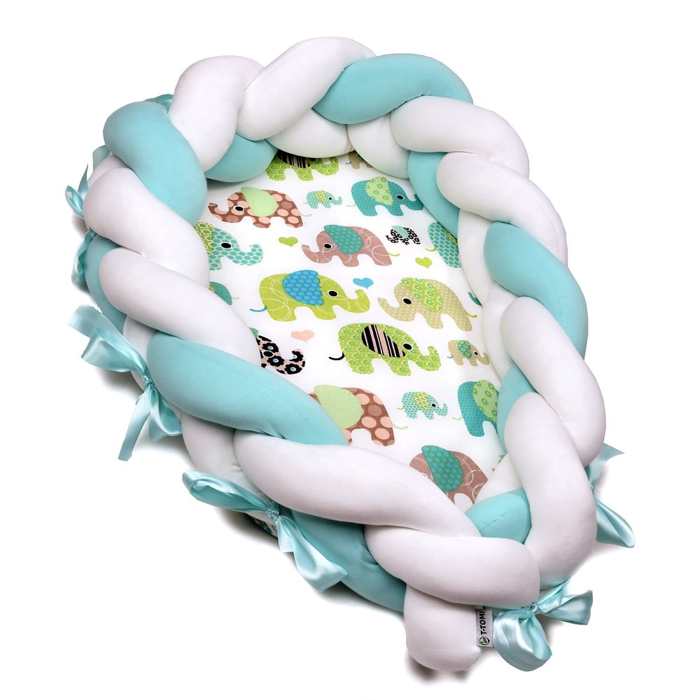 E-shop Bavlnené hniezdočko s odnímateľným mantinelom T-TOMI Green Elephant