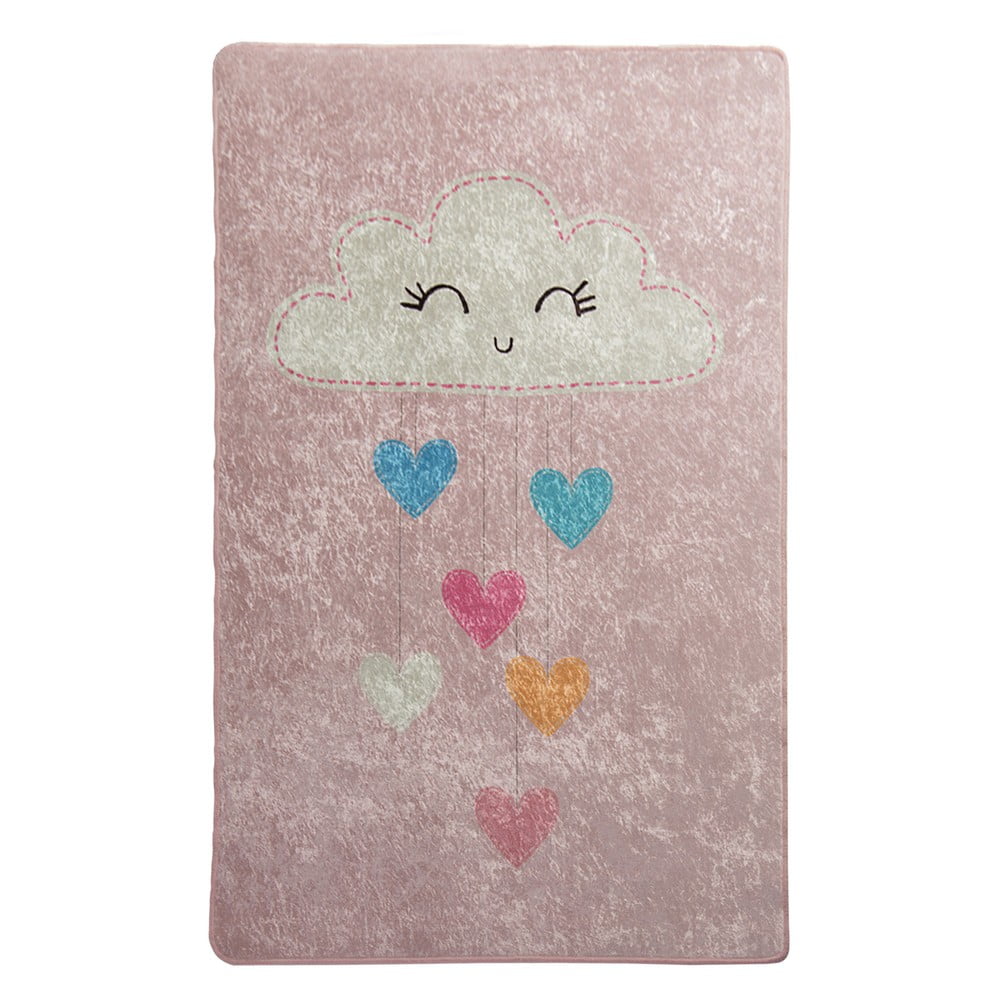 E-shop Ružový detský protišmykový koberec Chilam Baby Cloud, 100 x 160 cm