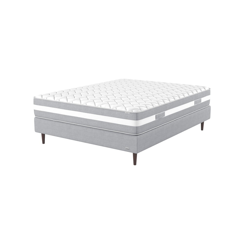 Sivá boxspring posteľ s pružinovým matracom z pamäťovej peny Ted Lapidus Maison PÉRIDOT, 160 × 200 cm