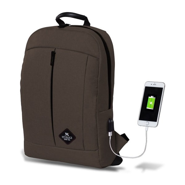 Tmavohnedý batoh s USB portom My Valice GALAXY Smart Bag