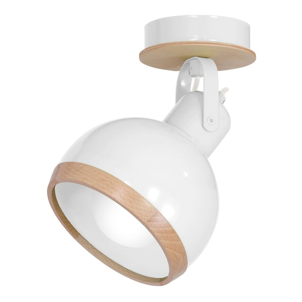 E-shop Biele nástenné svietidlo s drevenými detailmi Homemania Oval