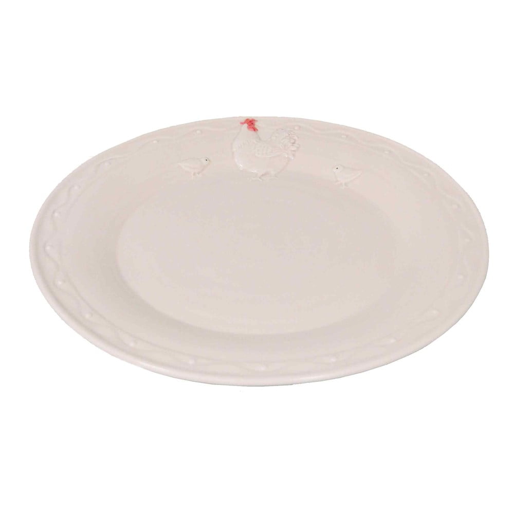 E-shop Biely keramický tanier Antic Line Hen, ⌀ 25 cm