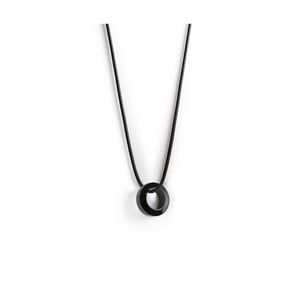 Pánsky čierny náhrdelník s čiernym príveskom z antikoro ocele Monomen Rondo