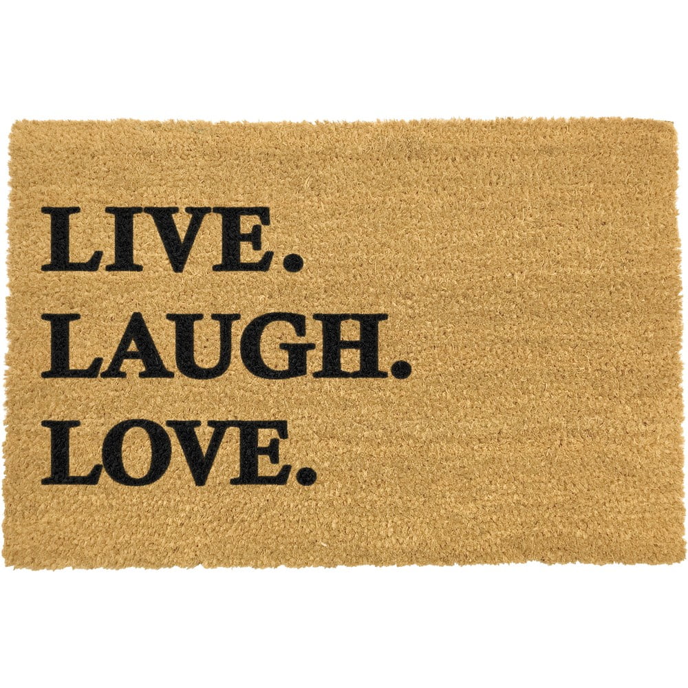 E-shop Rohožka z prírodného kokosového vlákna Artsy Doormats Live Laugh Love, 40 x 60 cm