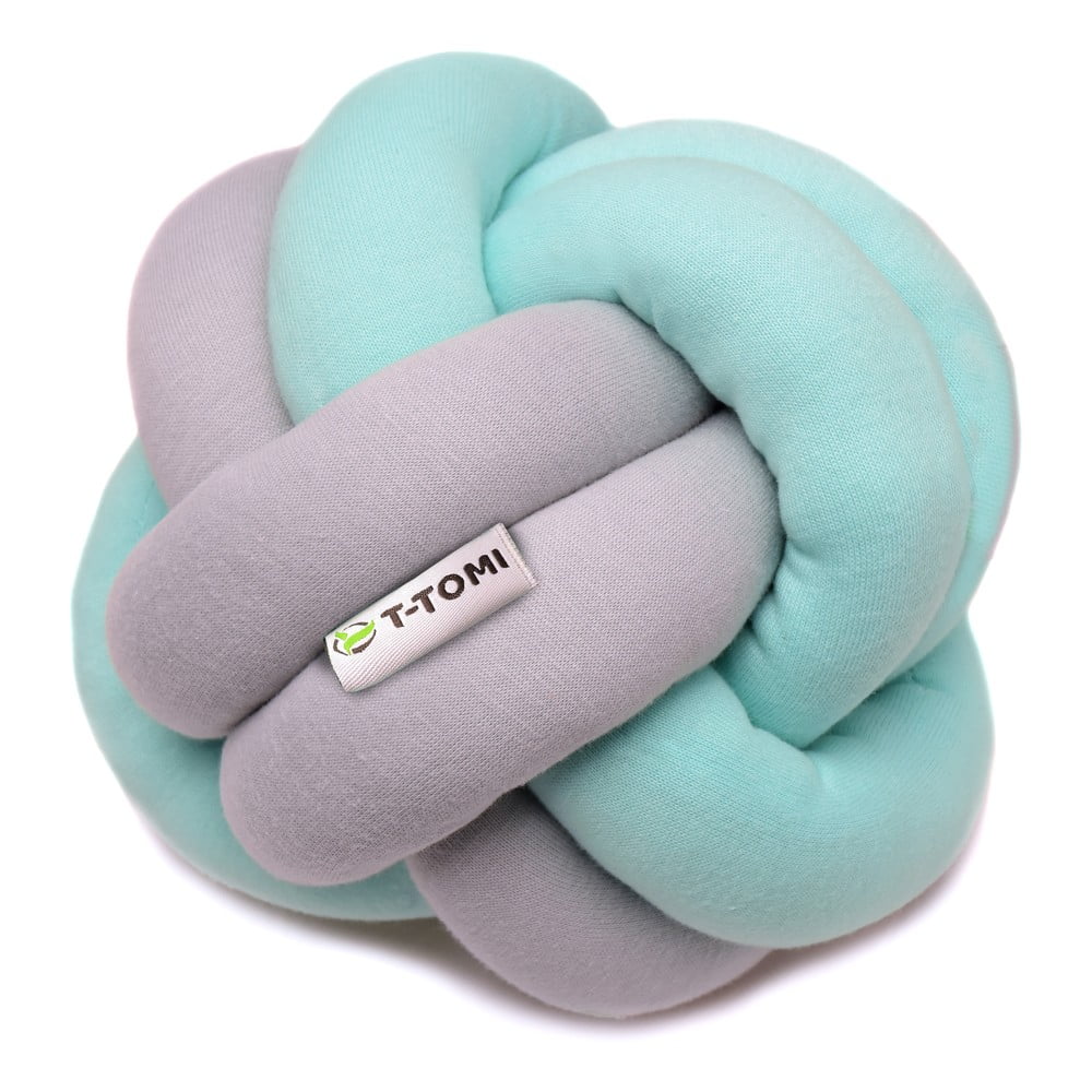 E-shop Zeleno-sivá bavlnená pletená lopta T-TOMI, ø 20 cm