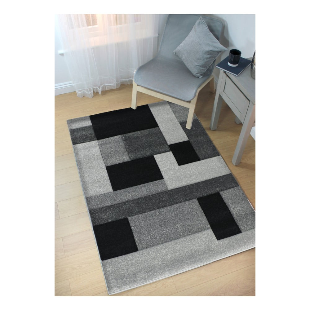 Obrázok Čierno-sivý koberec Flair Rugs Cosmos Black Grey, 80 × 150 cm