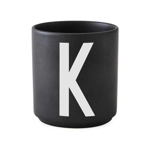 Čierny porcelánový hrnček Design Letters Alphabet K, 250 ml