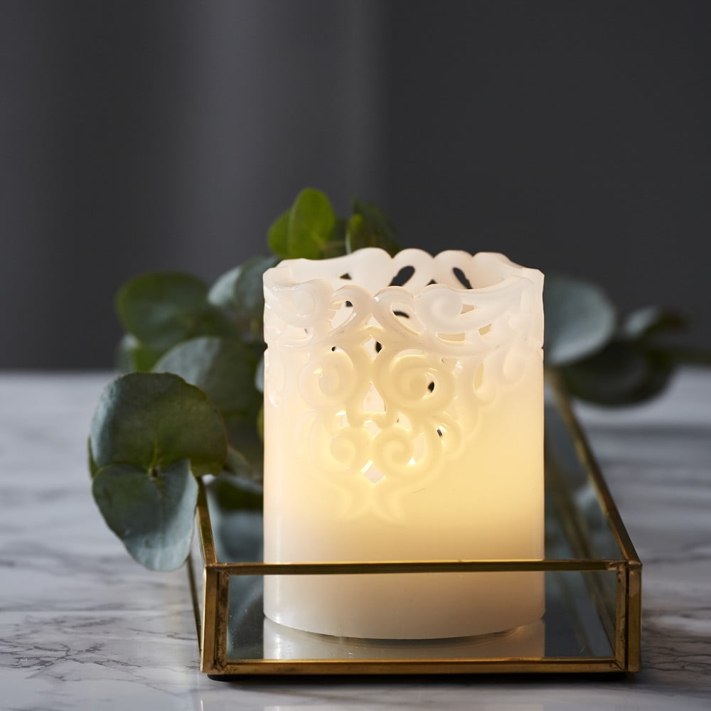 E-shop Biela vosková LED sviečka Star Trading Clary, výška 10 cm