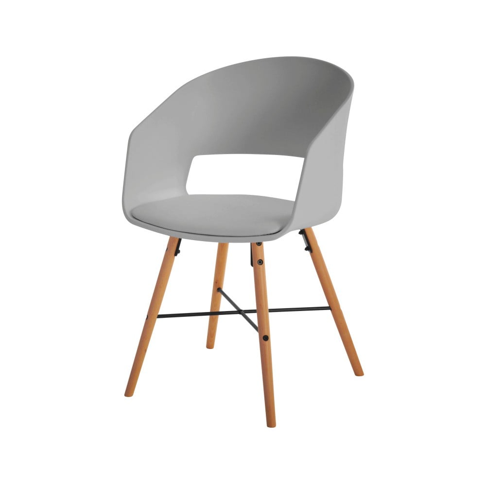 E-shop Sivá jedálenská stolička s bukovými nohami Interstil Luna