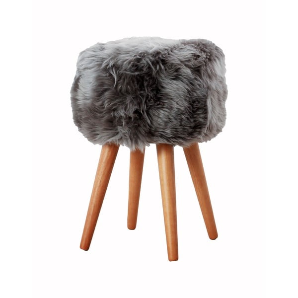 Stolička so sivým sedadlom z ovčej kožušiny Native Natural, ⌀ 30 cm