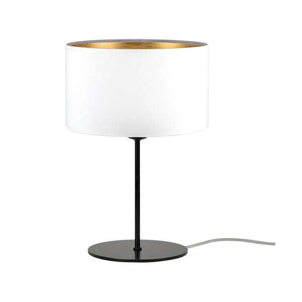 Biela stolová lampa s detailom v zlatej farbe Bulb Attack Tres S, ⌀ 25 cm