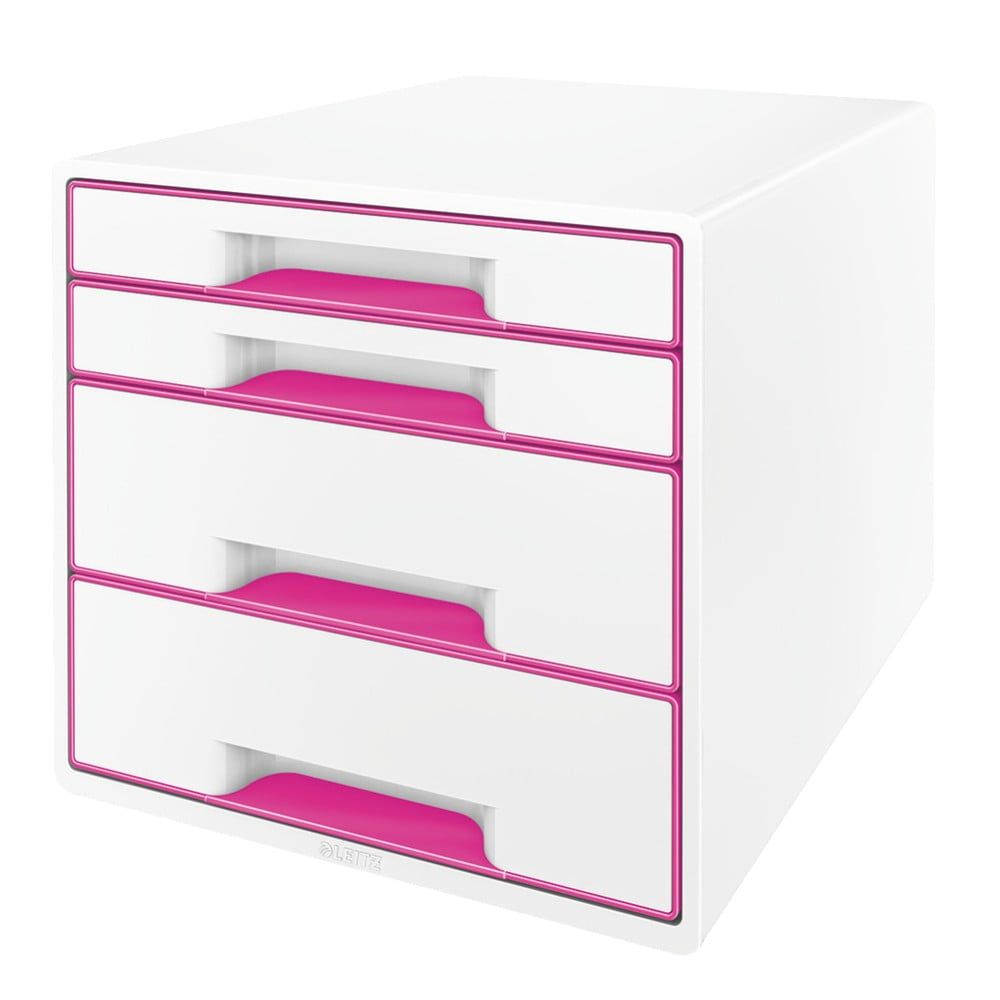 E-shop Bielo-ružový zásuvkový box Leitz WOW CUBE, 4 zásuvky
