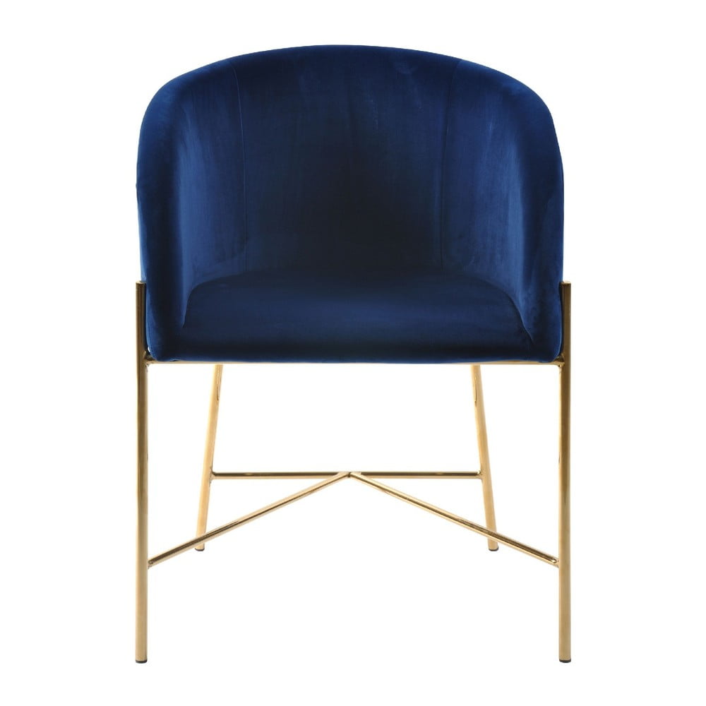 E-shop Tmavomodrá stolička s nohami v zlatej farbe Interstil Nelson