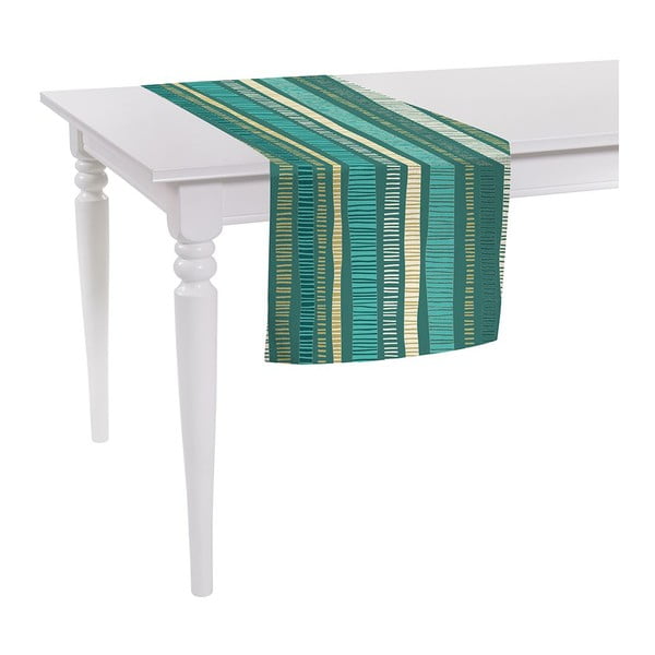 Zelený behúň na stôl Mike & Co. NEW YORK Jungle Stripes, 140 x 40 cm