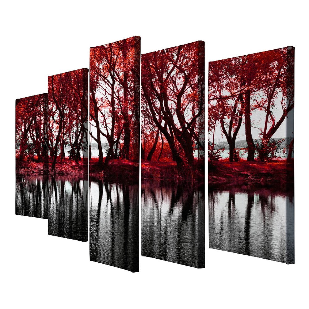 E-shop 5-dielny obraz na plátne Red Leaves